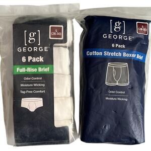 George 6-Pack White/Multicolor Cotton Stretch Boxer Brief, S (28-30)